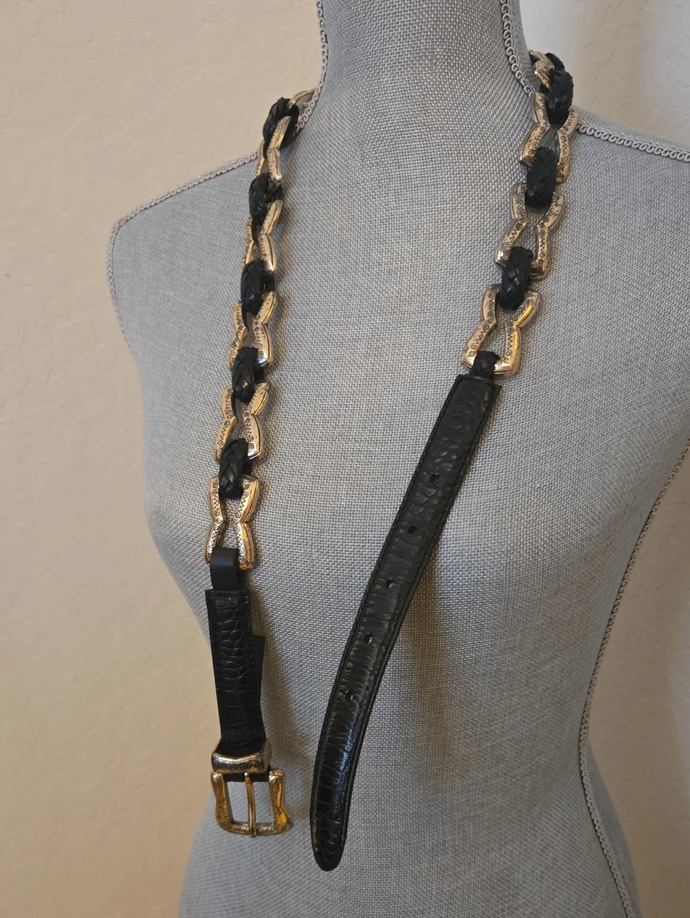 Brighton Black and Silver Braided Chain Belt